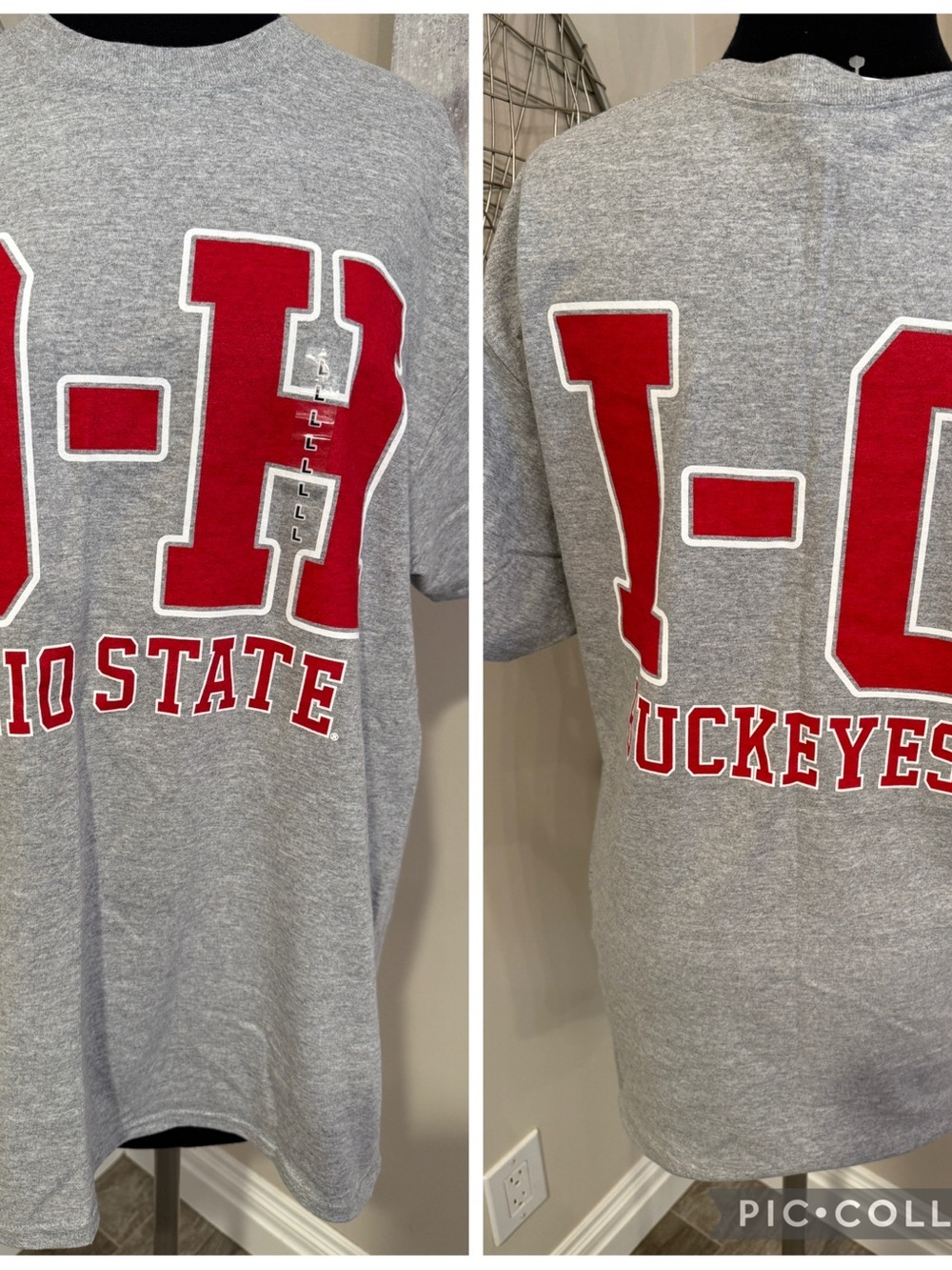 Ohio State Buckeyes Gray & Red Logo Tee size Large